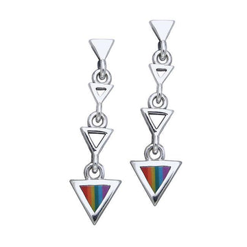 Rainbow Triangle Silver Earrings TER062 - Jewelry